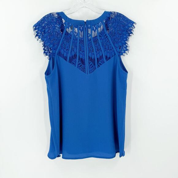 NWT Brixon Ivy Women's Sleeveless Lace Blouse Size Medium Blue Keyhole Back - Picture 2 of 10